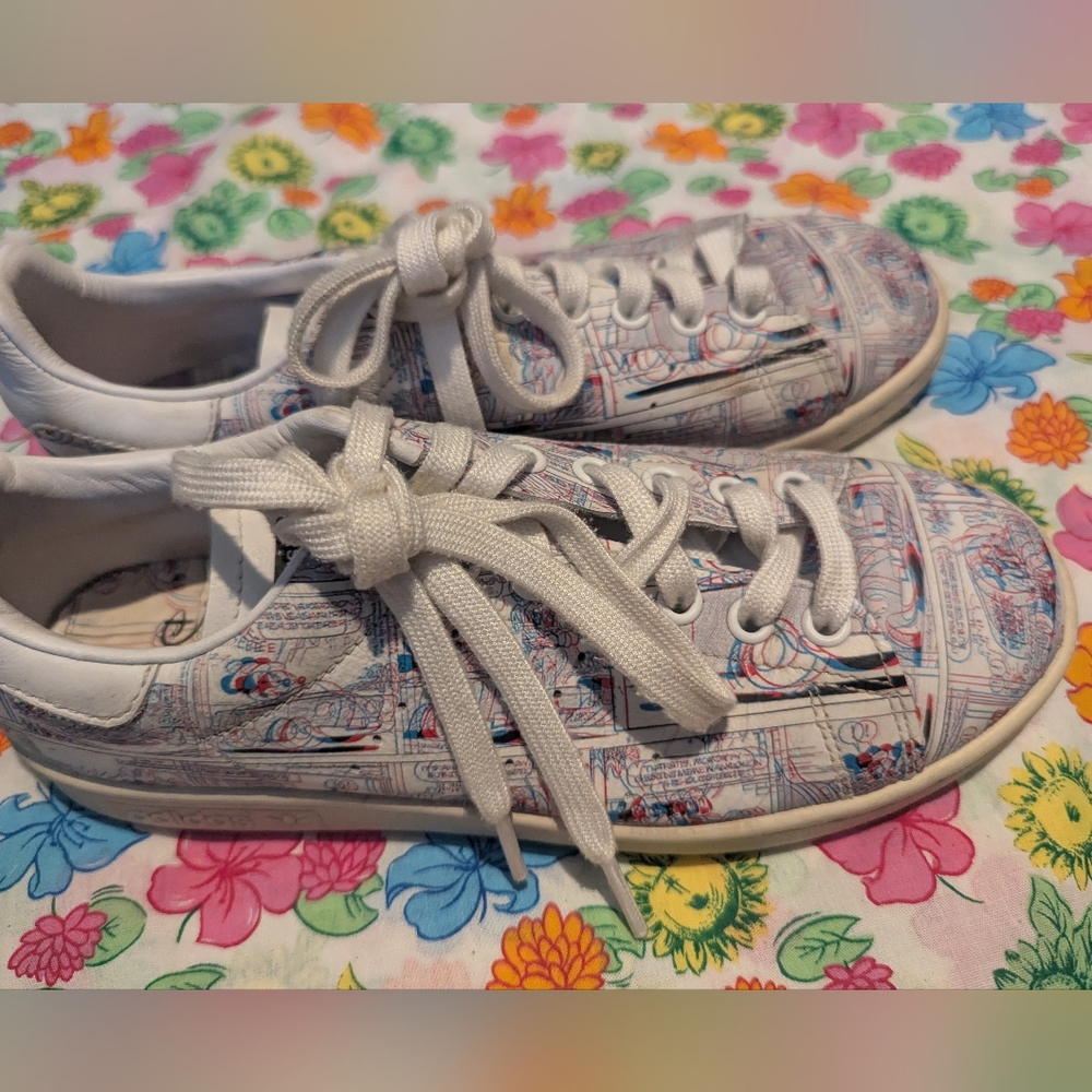 adidas White Multicolor Graphic Low-Top Sneakers - Picture 2 of 7